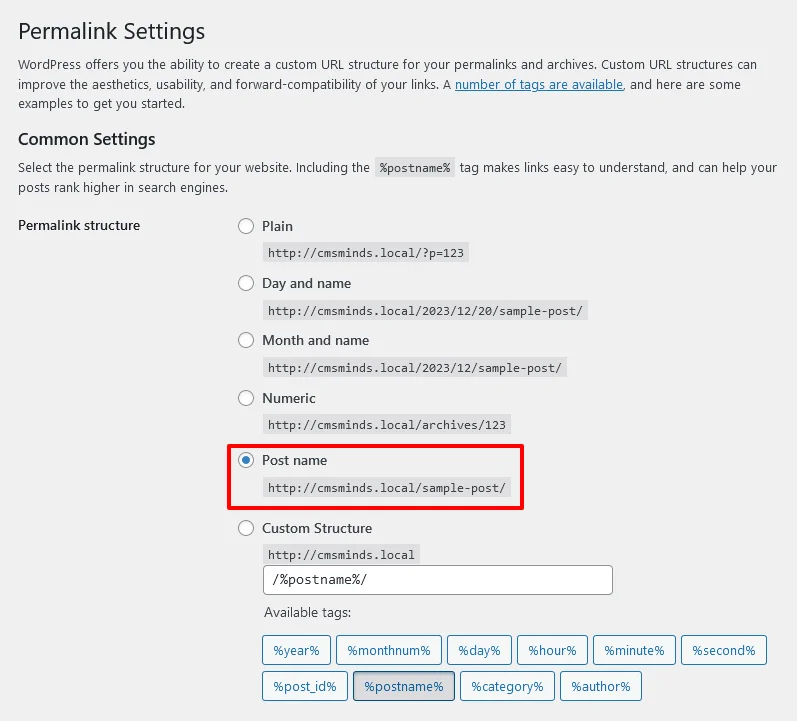 WordPress Permalink Structure