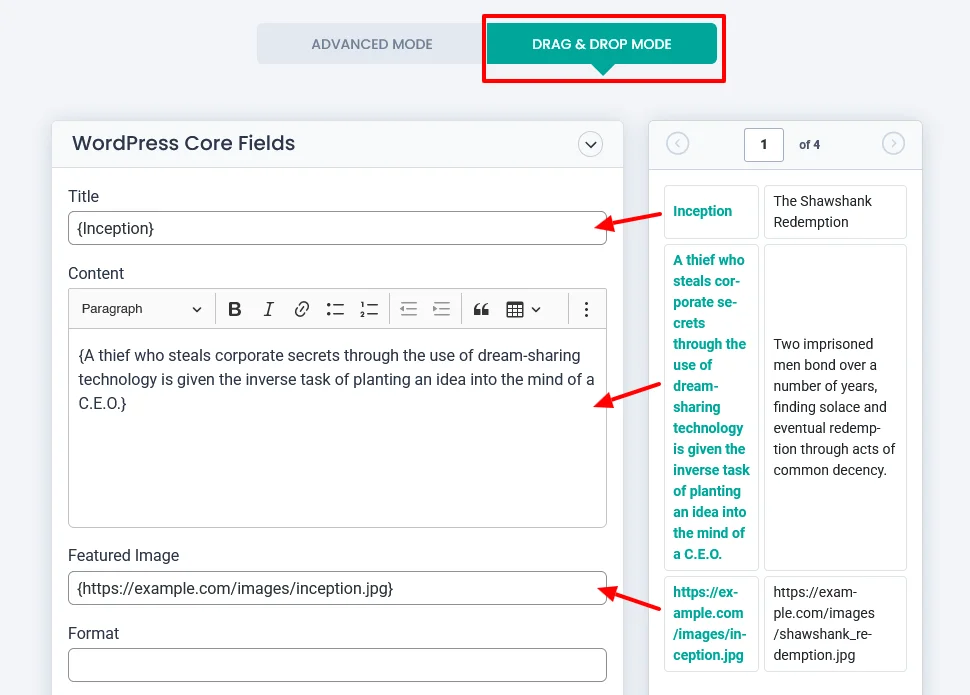 Wordpress Core Fields