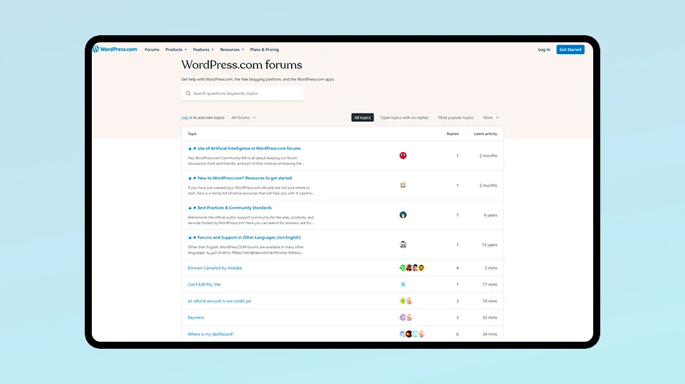 wordPress forums