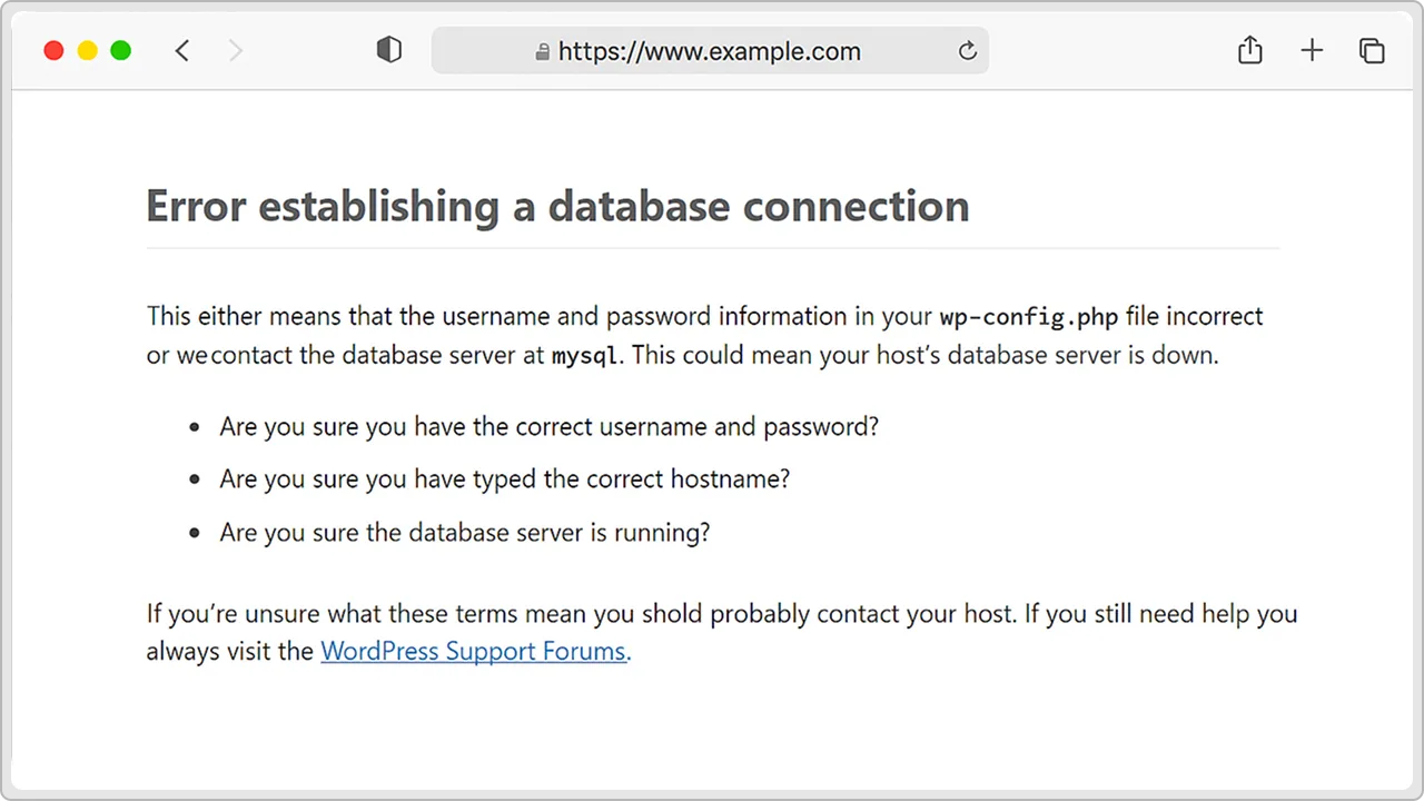Error Establishing a Database Connection