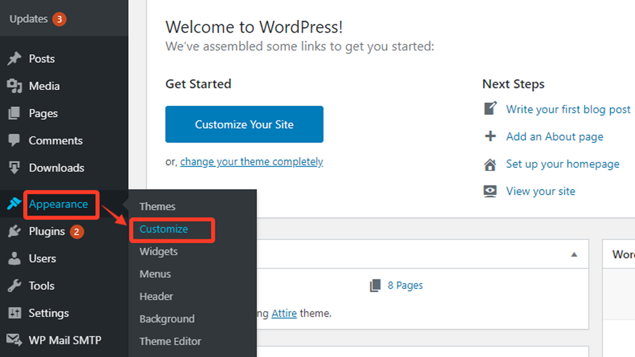 Customizing theme