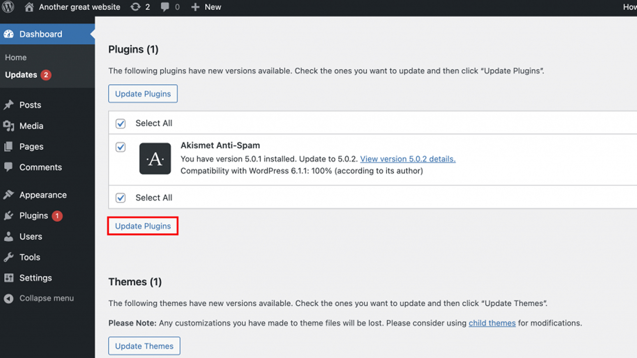 WordPress updated