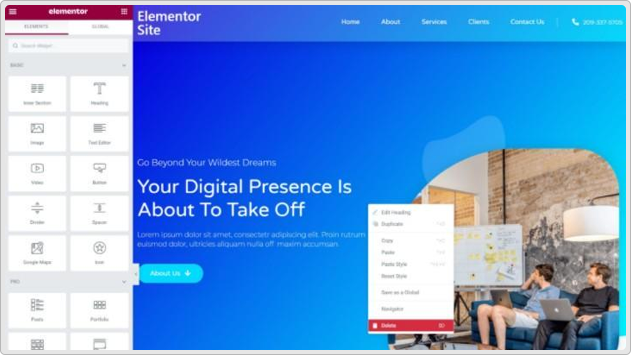 Elementor interface
