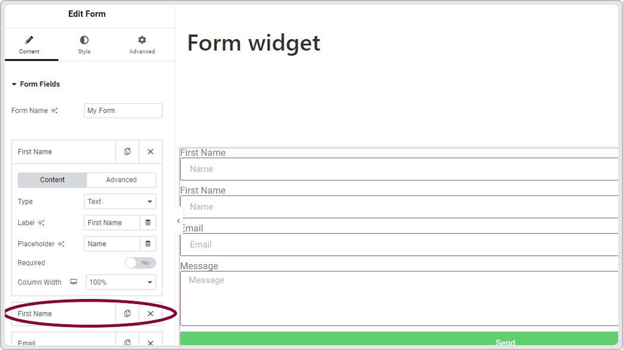 Form widget