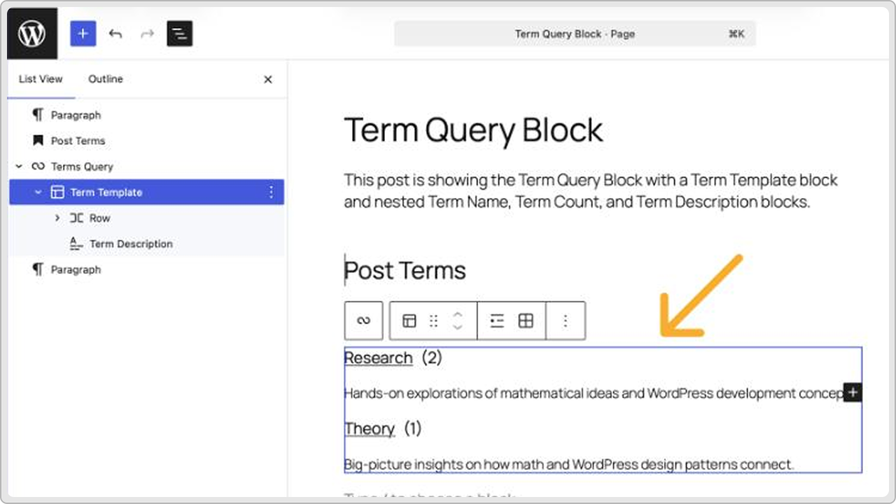Terms Query Block
